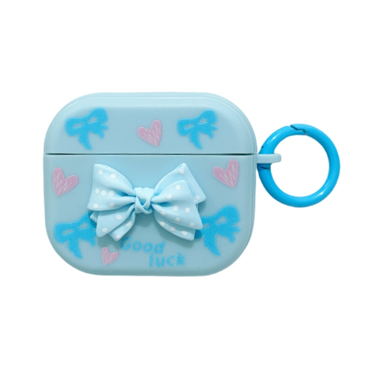 For AirPods 3 3D Dot Bowknot Bluetooth Earphone Protective Case(Blue)