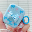 For AirPods 2 / 1 3D Dot Bowknot Bluetooth Earphone Protective Case(Blue) - For AirPods 1/2 by PMC Jewellery | Online Shopping South Africa | PMC Jewellery | Buy Now Pay Later Mobicred