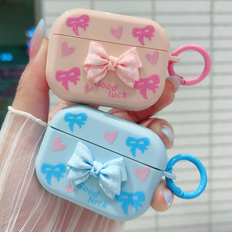 For AirPods 3 3D Dot Bowknot Bluetooth Earphone Protective Case(Pink)