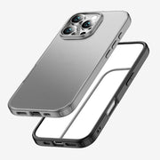 For iPhone 16 Pro Max Armor Clear TPU Hard PC Phone Case(Matte Black)