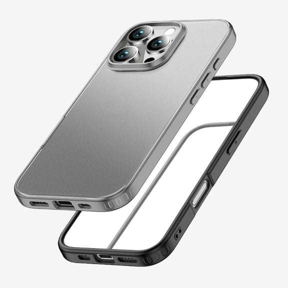 For iPhone 16 Pro Max Armor Clear TPU Hard PC Phone Case(Matte Black)