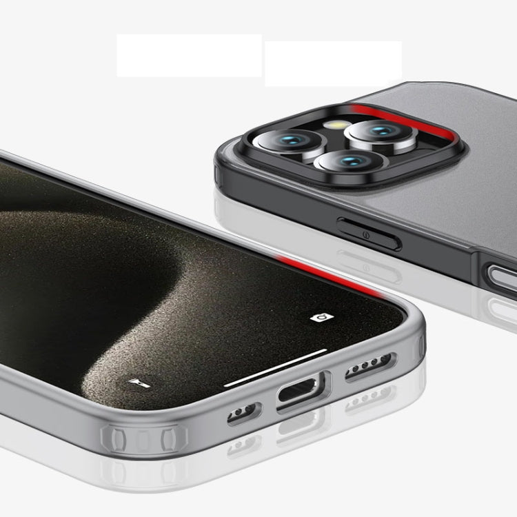 For iPhone 16 Pro Max Armor Clear TPU Hard PC Phone Case(Matte Black)