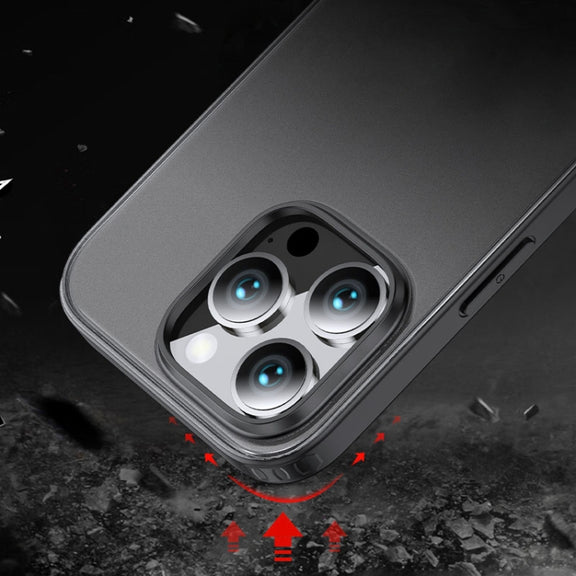 For iPhone 16 Pro Max Armor Clear TPU Hard PC Phone Case(Matte Black)