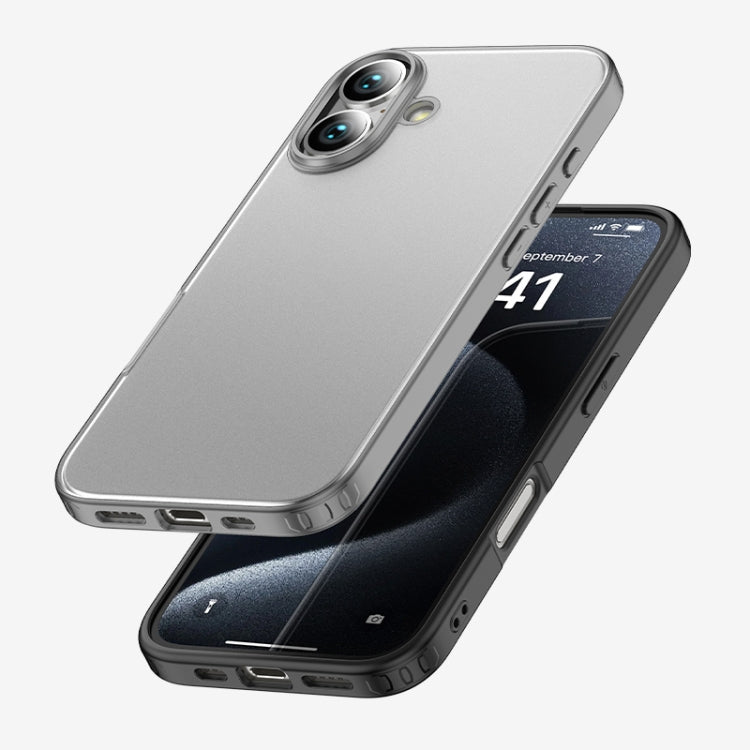 For iPhone 16 Plus Armor Clear TPU Hard PC Phone Case(Matte Black)
