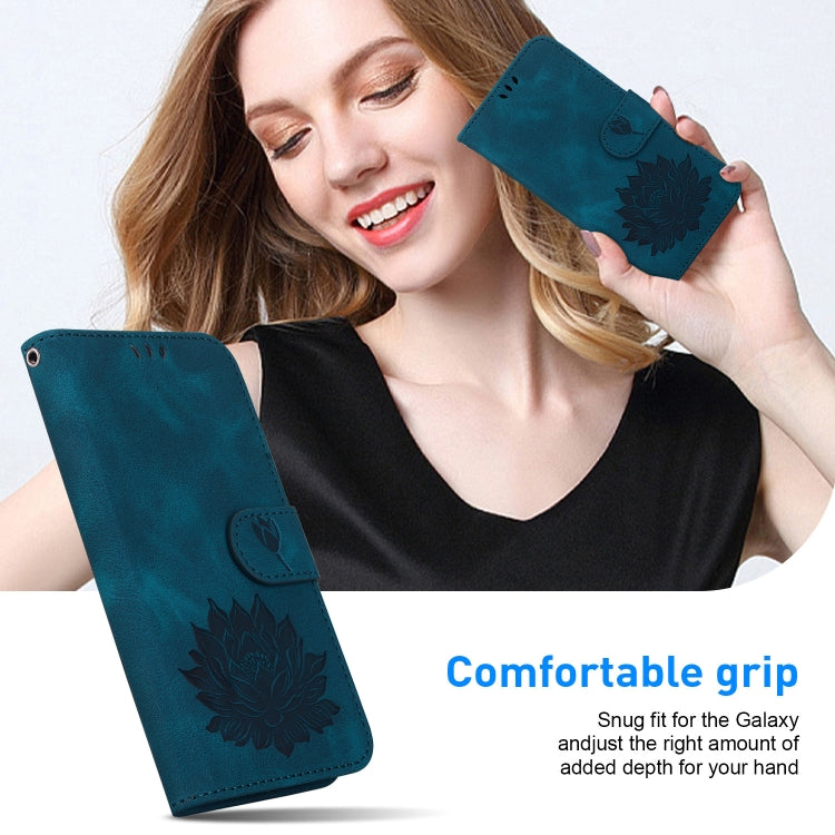 For Google Pixel 9 Pro Lotus Embossed Leather Phone Case(Dark Blue)