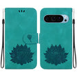 For Google Pixel 9 Pro Lotus Embossed Leather Phone Case(Green) - Google Cases by PMC TechLife | Online Shopping South Africa | PMC TechLife | Buy Now Pay Later Mobicred