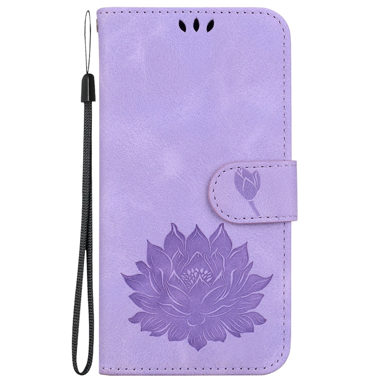 For Google Pixel 9 Pro Lotus Embossed Leather Phone Case(Purple)