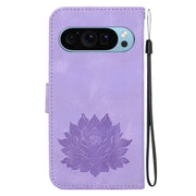 For Google Pixel 9 Pro Lotus Embossed Leather Phone Case(Purple)