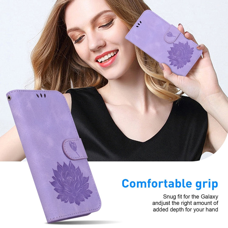 For Google Pixel 9 Pro Lotus Embossed Leather Phone Case(Purple)