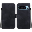 For Google Pixel 9 Pro Lotus Embossed Leather Phone Case(Black) - Google Cases by PMC TechLife | Online Shopping South Africa | PMC TechLife | Buy Now Pay Later Mobicred