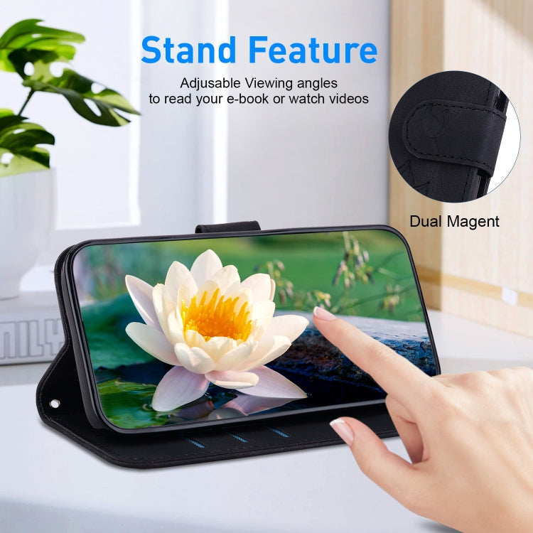 For Google Pixel 9 Pro Lotus Embossed Leather Phone Case(Black)