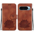 For Google Pixel 9 Lotus Embossed Leather Phone Case(Brown) - Google Cases by PMC TechLife | Online Shopping South Africa | PMC TechLife | Buy Now Pay Later Mobicred