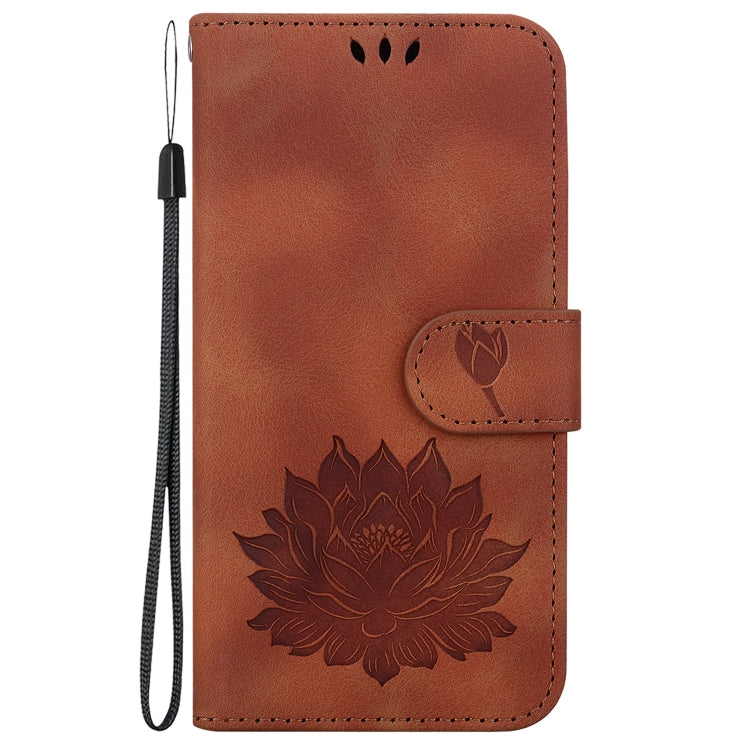 For Google Pixel 9 Lotus Embossed Leather Phone Case(Brown)