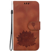 For Google Pixel 9 Lotus Embossed Leather Phone Case(Brown)
