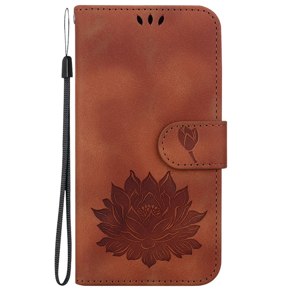 For Google Pixel 9 Lotus Embossed Leather Phone Case(Brown)