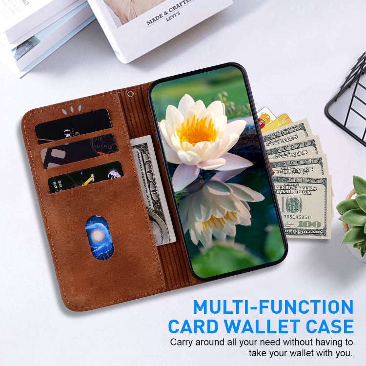 For Google Pixel 9 Lotus Embossed Leather Phone Case(Brown)