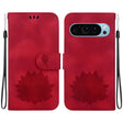 For Google Pixel 9 Lotus Embossed Leather Phone Case(Red) - Google Cases by PMC TechLife | Online Shopping South Africa | PMC TechLife | Buy Now Pay Later Mobicred
