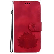 For Google Pixel 9 Lotus Embossed Leather Phone Case(Red)