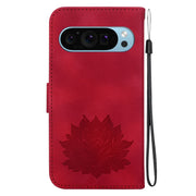 For Google Pixel 9 Lotus Embossed Leather Phone Case(Red)
