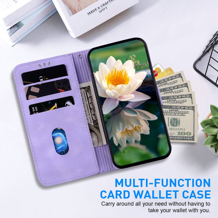 For Google Pixel 9 Lotus Embossed Leather Phone Case(Purple)