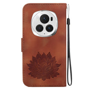 For Honor Magic6 Pro Lotus Embossed Leather Phone Case(Brown)