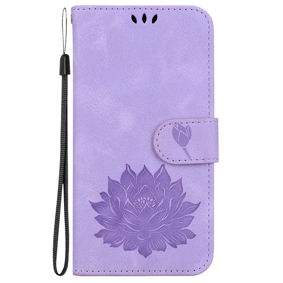 For Honor Magic6 Pro Lotus Embossed Leather Phone Case(Purple)