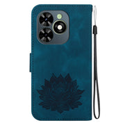 For Tecno Spark G0 2024 / Spark 20 Lotus Embossed Leather Phone Case(Dark Blue)