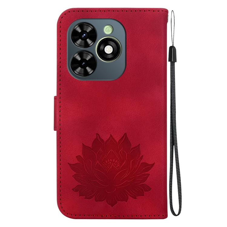 For Tecno Spark G0 2024 / Spark 20 Lotus Embossed Leather Phone Case(Red)