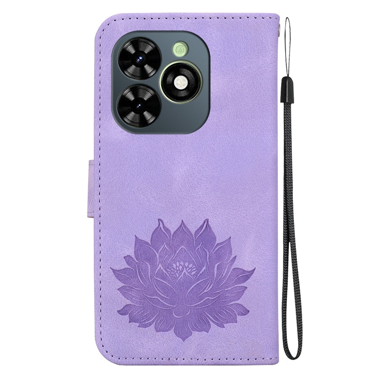 For Tecno Spark G0 2024 / Spark 20 Lotus Embossed Leather Phone Case(Purple)