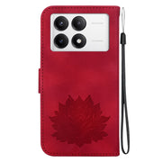 For Redmi K70 / K70 Pro Lotus Embossed Leather Phone Case(Red)