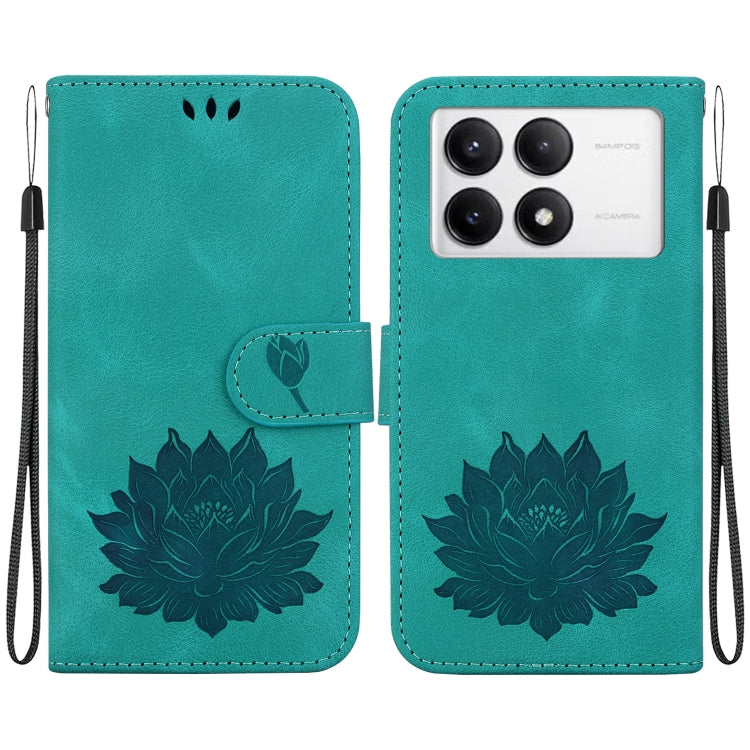 For Redmi K70 / K70 Pro Lotus Embossed Leather Phone Case(Green)