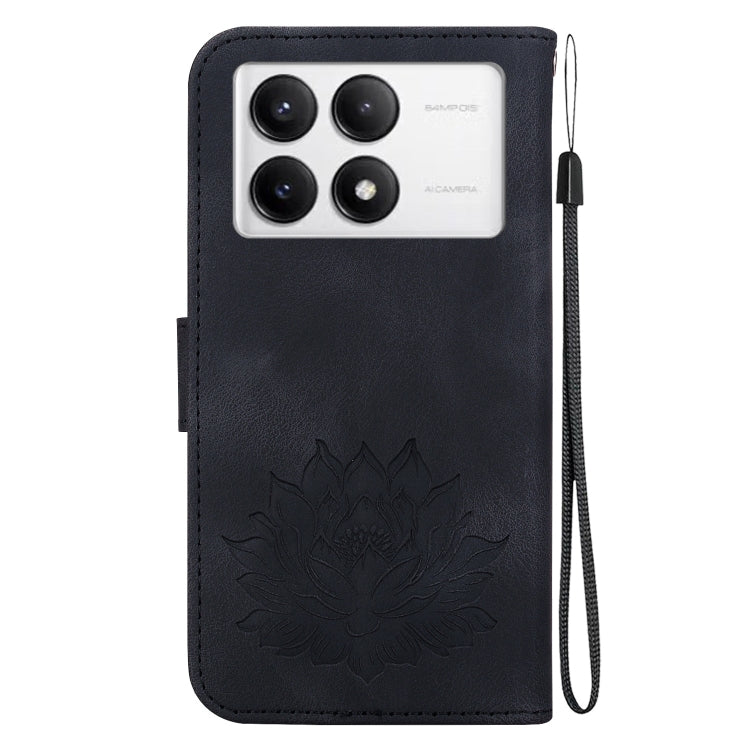 For Redmi K70 / K70 Pro Lotus Embossed Leather Phone Case(Black)