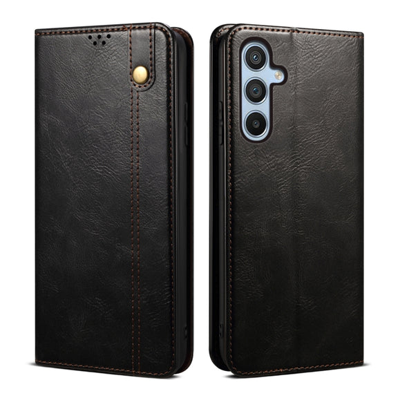 For Samsung Galaxy S25 5G Oil Wax Crazy Horse Texture Leather Phone Case(Black)