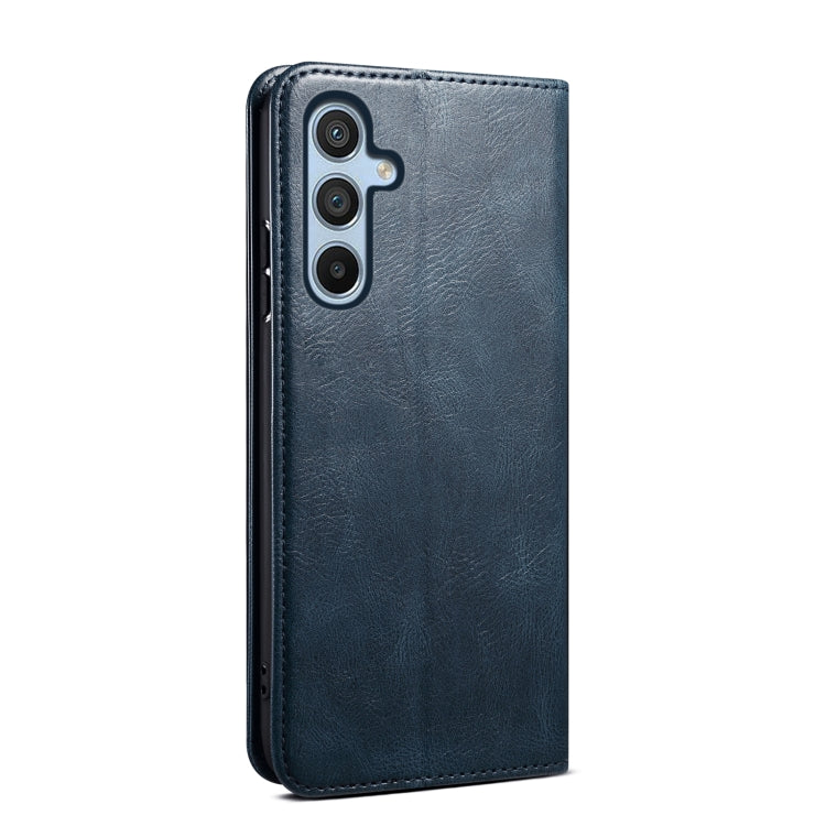 For Samsung Galaxy S25 5G Oil Wax Crazy Horse Texture Leather Phone Case(Blue)