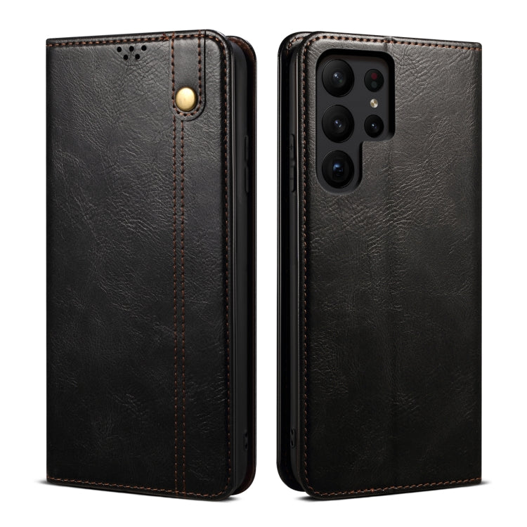 For Samsung Galaxy S25 Ultra 5G Oil Wax Crazy Horse Texture Leather Phone Case(Black)