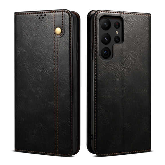 For Samsung Galaxy S25 Ultra 5G Oil Wax Crazy Horse Texture Leather Phone Case(Black)