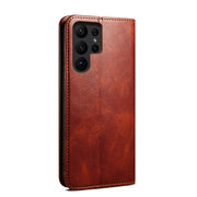 For Samsung Galaxy S25 Ultra 5G Oil Wax Crazy Horse Texture Leather Phone Case(Brown)