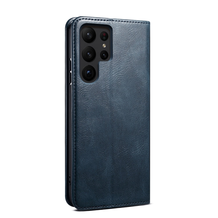 For Samsung Galaxy S25 Ultra 5G Oil Wax Crazy Horse Texture Leather Phone Case(Blue)