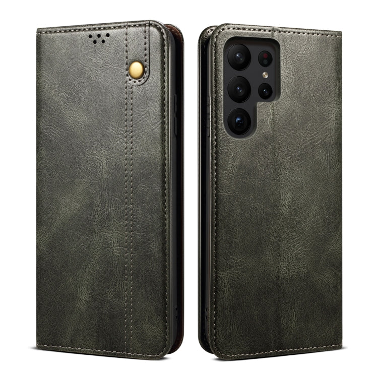 For Samsung Galaxy S25 Ultra 5G Oil Wax Crazy Horse Texture Leather Phone Case(Green)