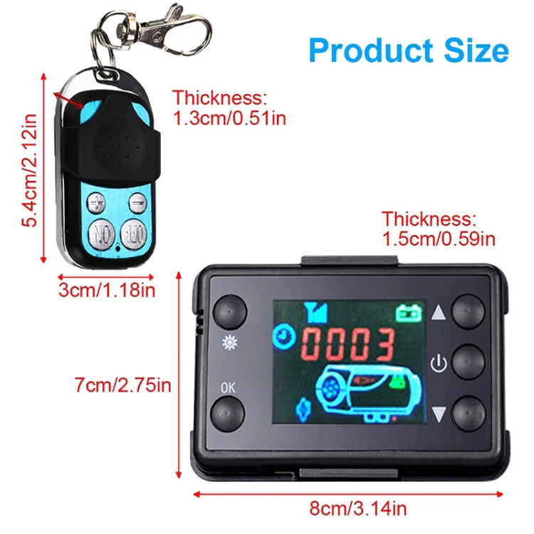 Car 12V / 24V Parking Heater LCD Monitor Switch with Remote Controller(Black)