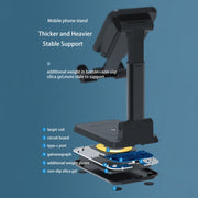T6 2 in 1 Portable Folding Stand Wireless Charging, Style:Single Charge(Black)