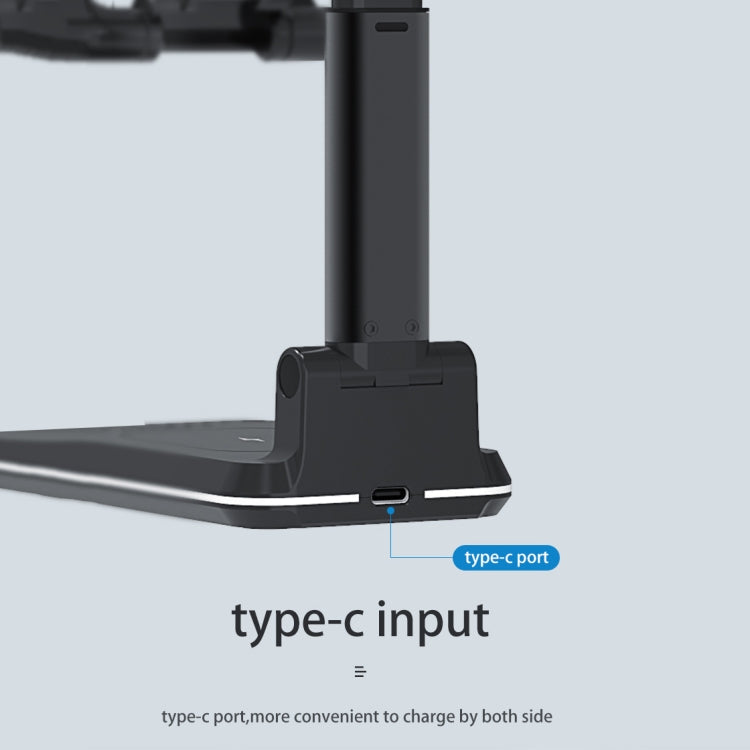 T6 2 in 1 Portable Folding Stand Wireless Charging, Style:Single Charge(Black)