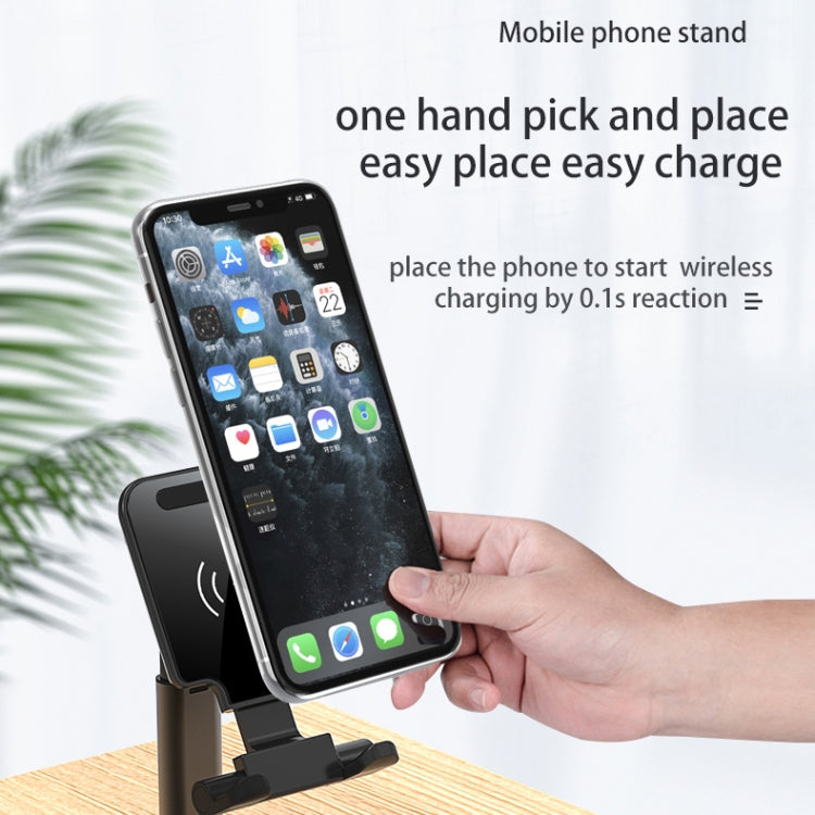 T6 2 in 1 Portable Folding Stand Wireless Charging, Style:Single Charge(White)