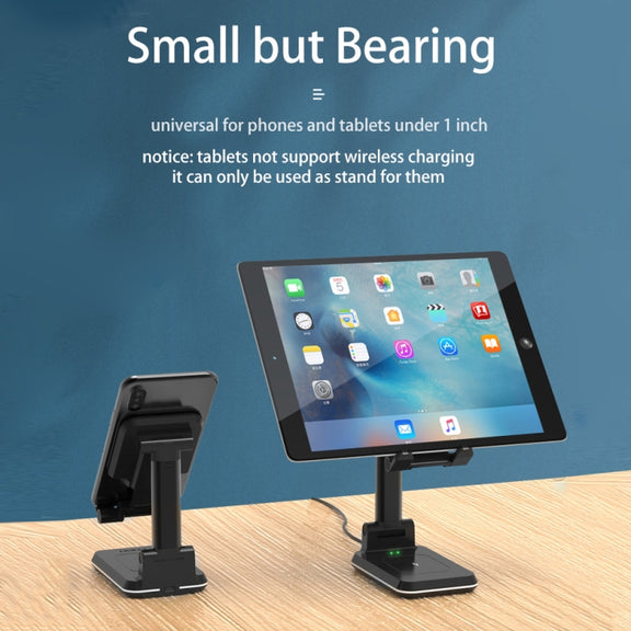 T6 2 in 1 Portable Folding Stand Wireless Charging, Style:Double Charge(Black)