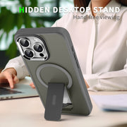 For iPhone 16 Pro Max Acrylic Hybrid TPU MagSafe Holder Phone Case(Dark Night Purple)