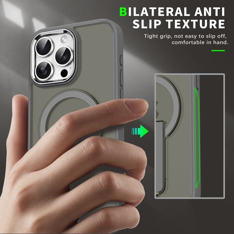 For iPhone 16 Acrylic Hybrid TPU MagSafe Holder Phone Case(Dark Blue)