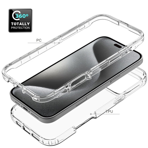 For iPhone 16 Pro Max Clear TPU Hybrid PC Shockproof Phone Case(Transparent)