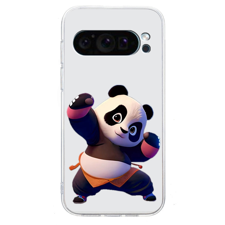 For Google Pixel 9 Colored Drawing Pattern Transparent TPU Phone Case(Panda)