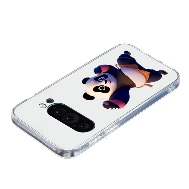 For Google Pixel 9 Colored Drawing Pattern Transparent TPU Phone Case(Panda)