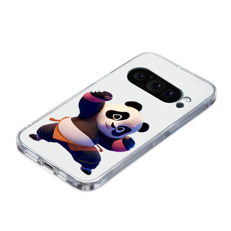 For Google Pixel 9 Colored Drawing Pattern Transparent TPU Phone Case(Panda)